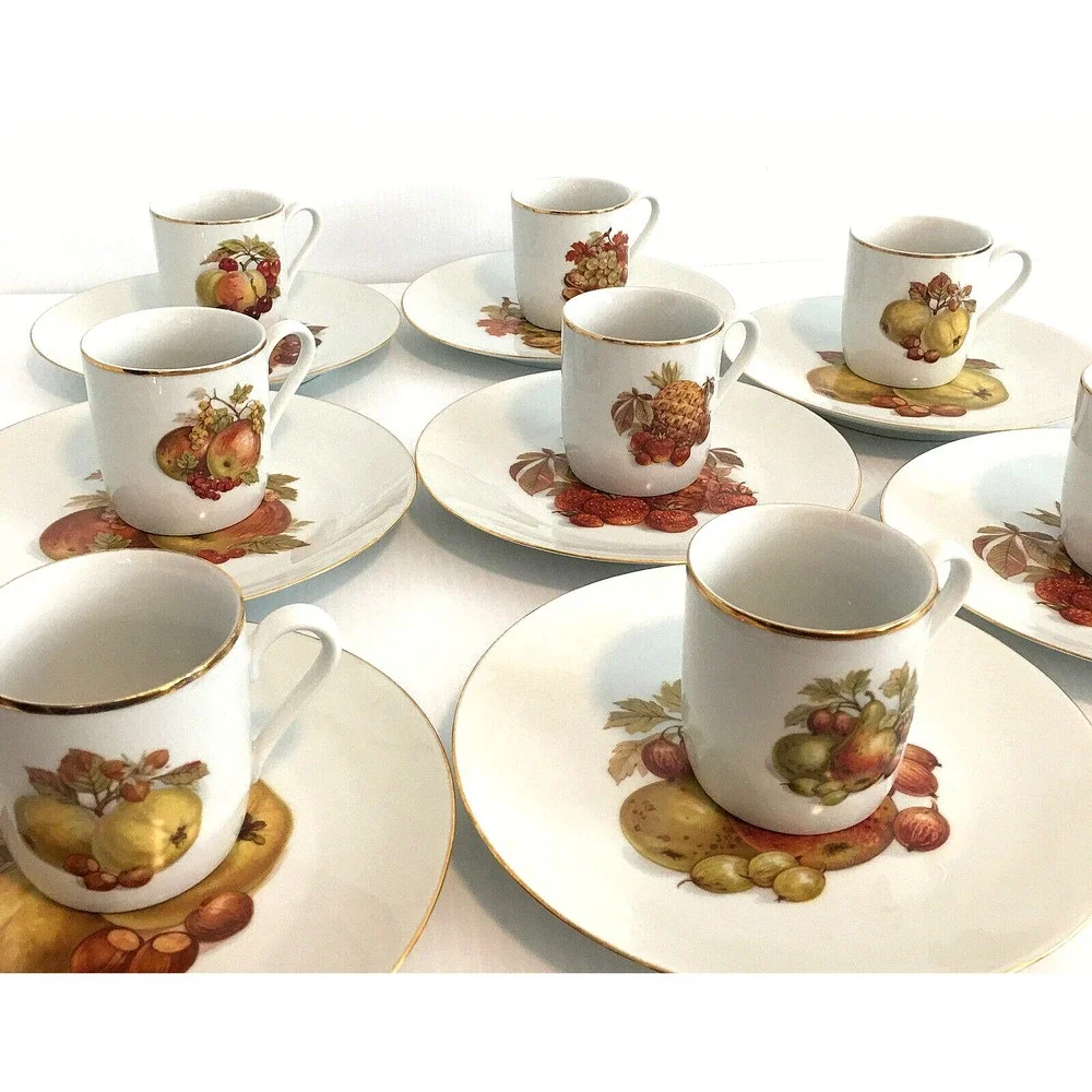 Bavaria Germany Bareuther Waldsassen Fall Dinnerware 1966 Plates Cups Fruit